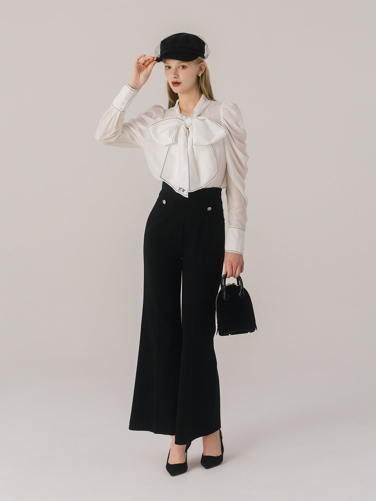 STITCH BOW TIE BLOUSE