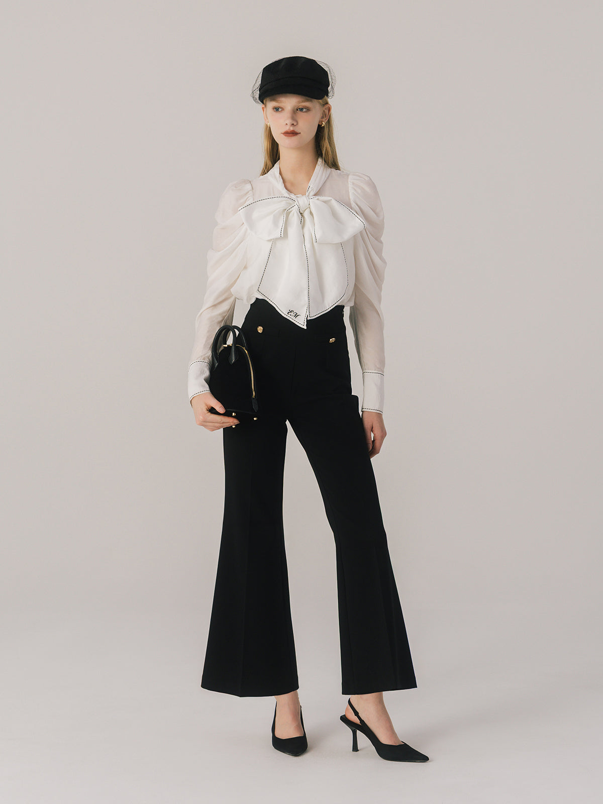 STITCH BOW TIE BLOUSE