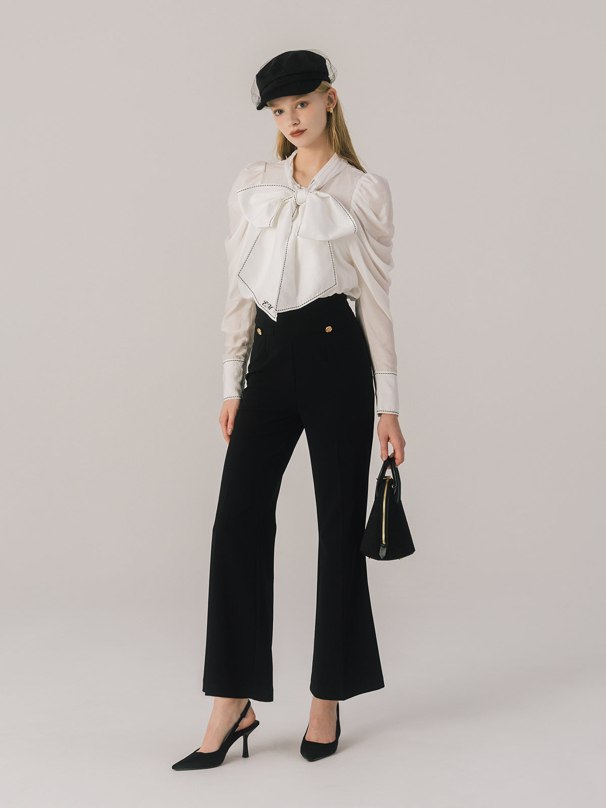 STITCH BOW TIE BLOUSE