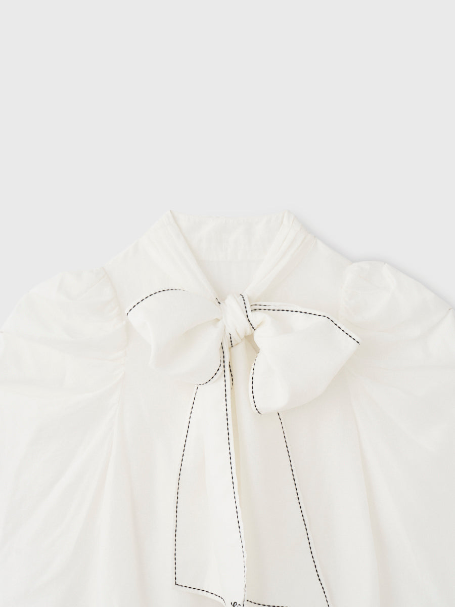 STITCH BOW TIE BLOUSE