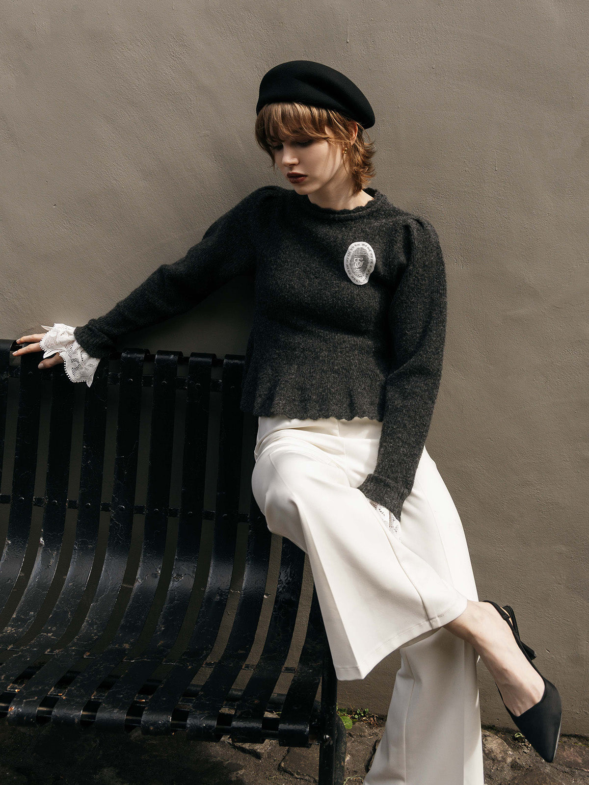 LACE PEPLUM KNIT TOPS