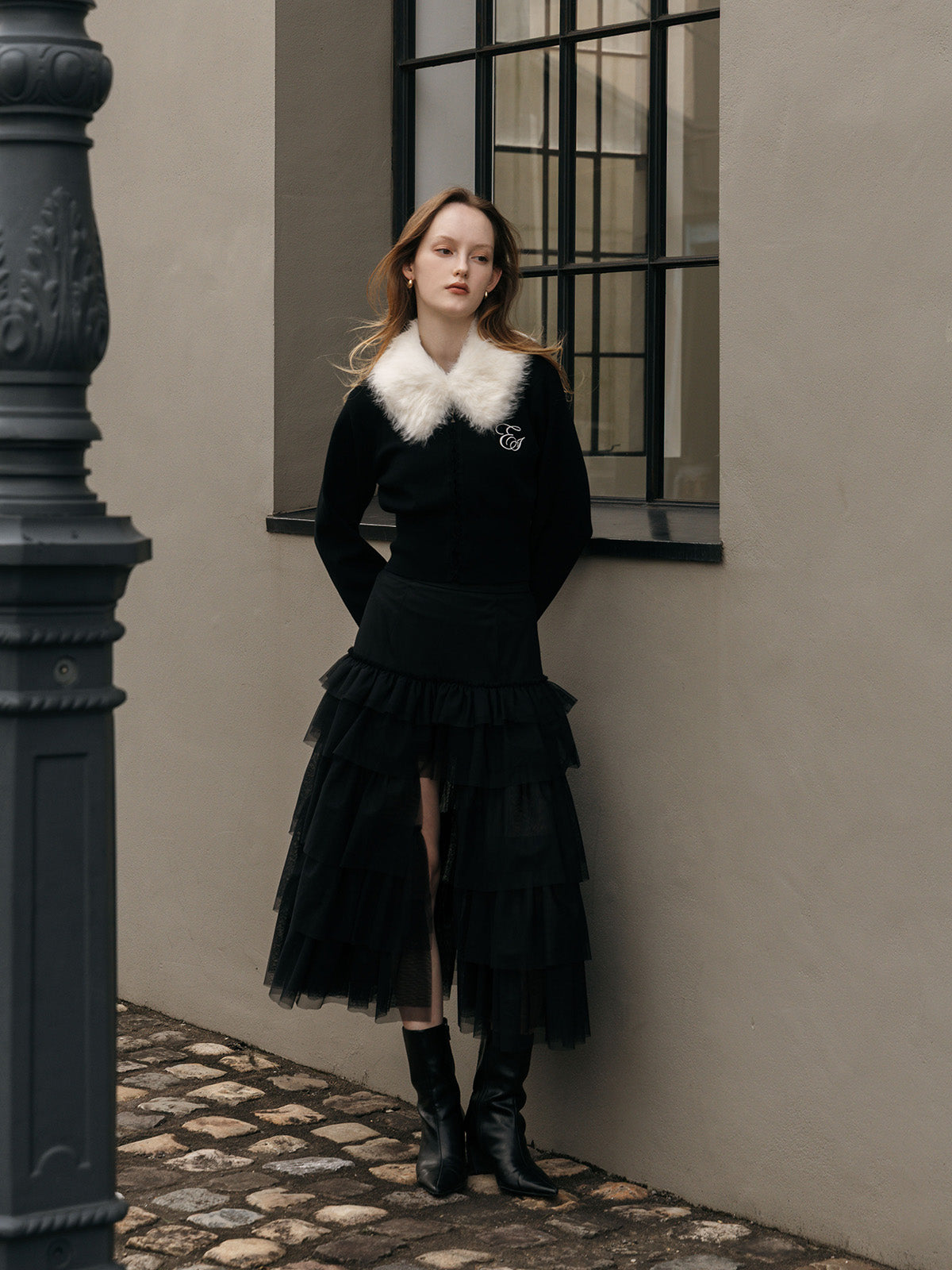 FUR TIPPET CARDIGAN