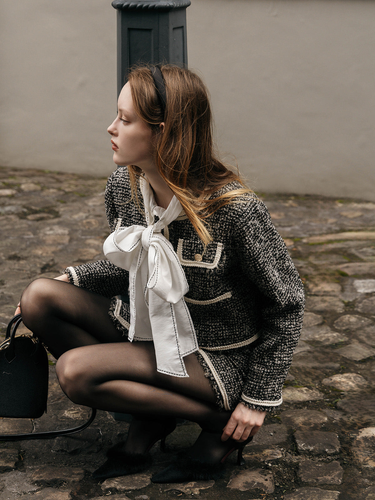 ELENA TWEED WRAP SKIRT