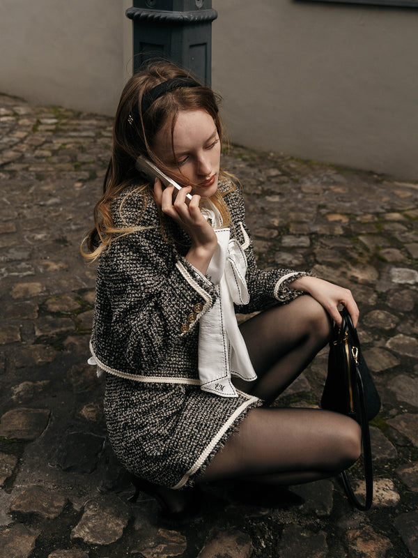 ELENA TWEED WRAP SKIRT