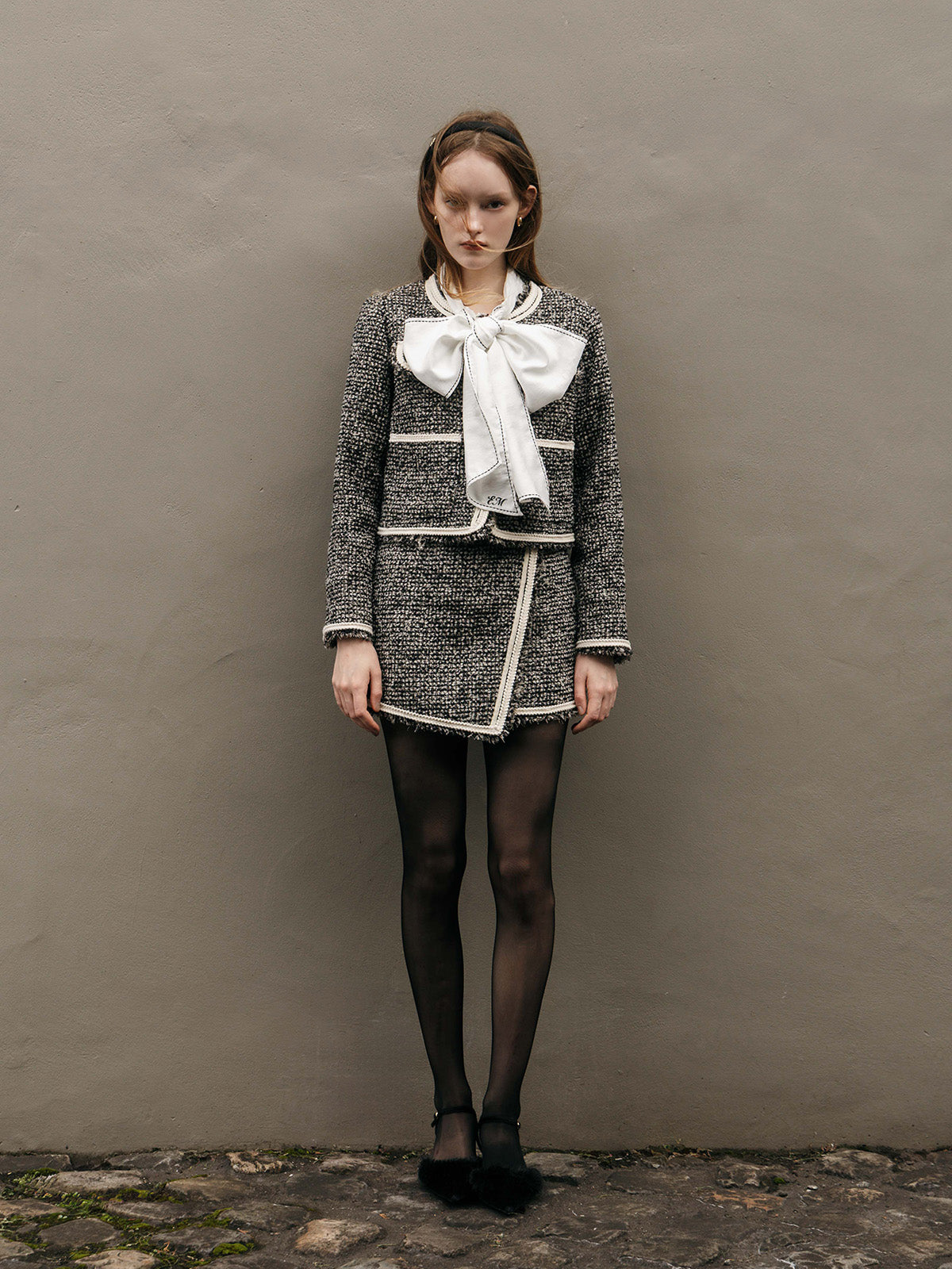 ELENA TWEED WRAP SKIRT
