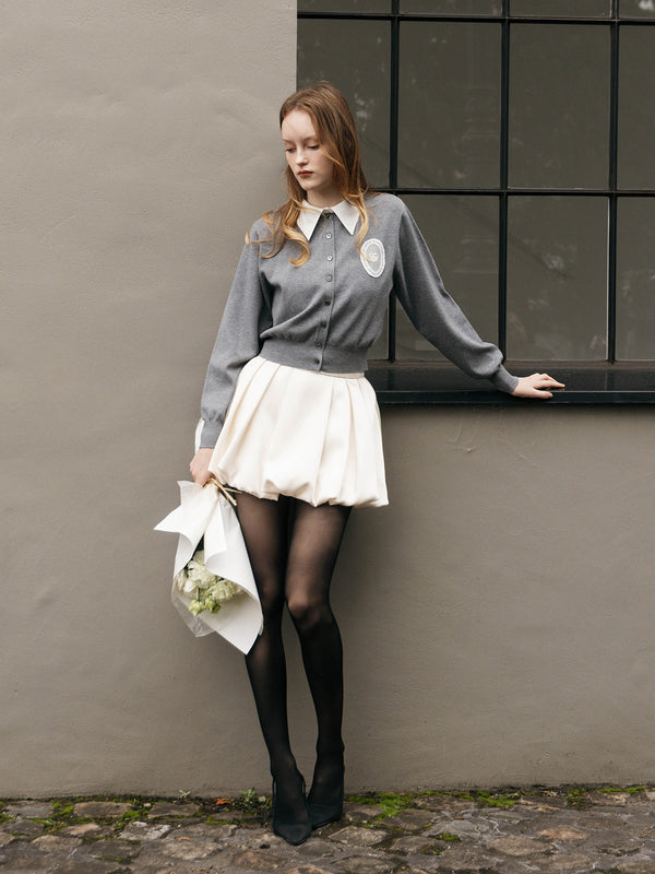 BELTED SATIN BALLON SKIRT