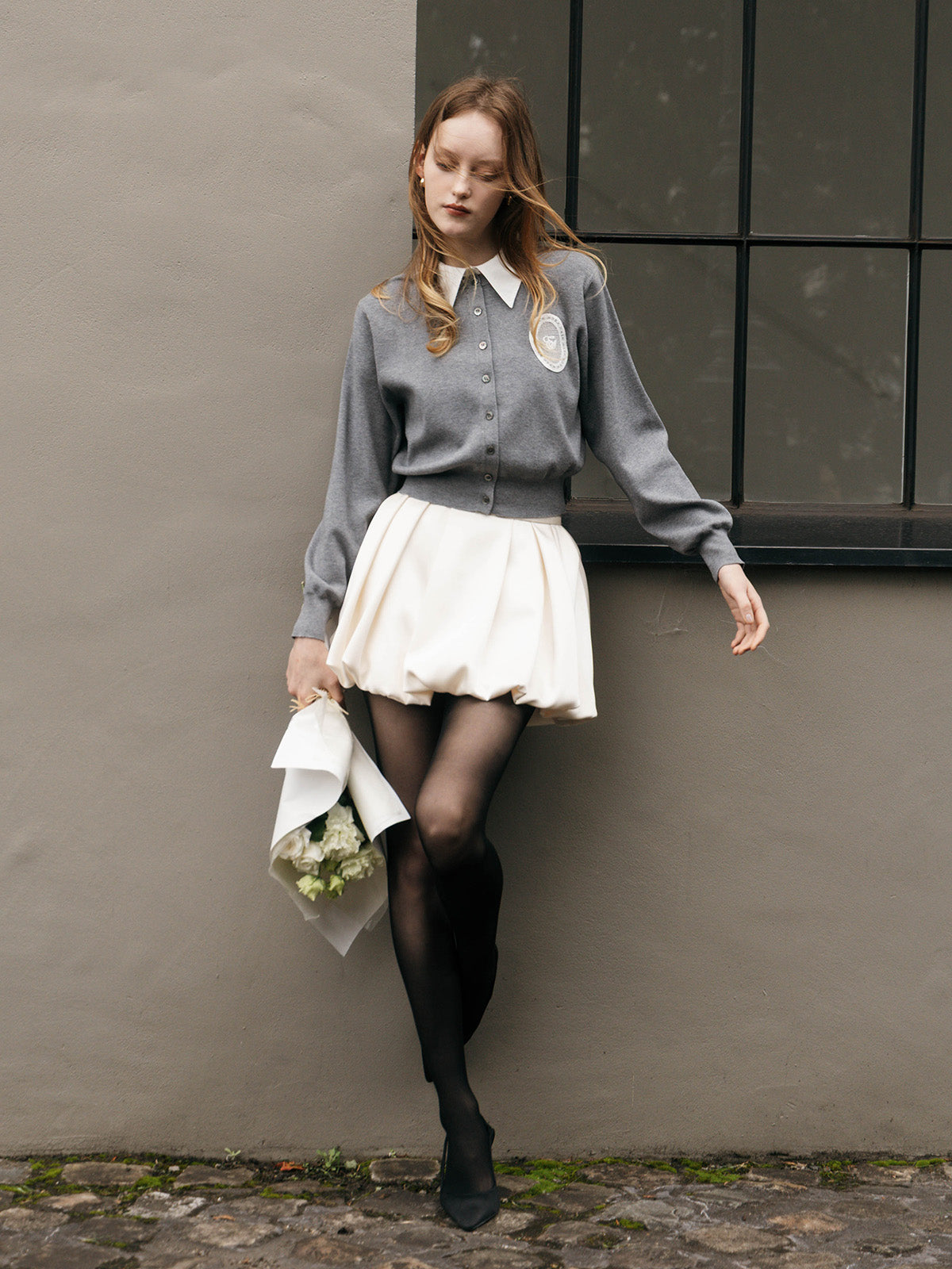 BELTED SATIN BALLON SKIRT