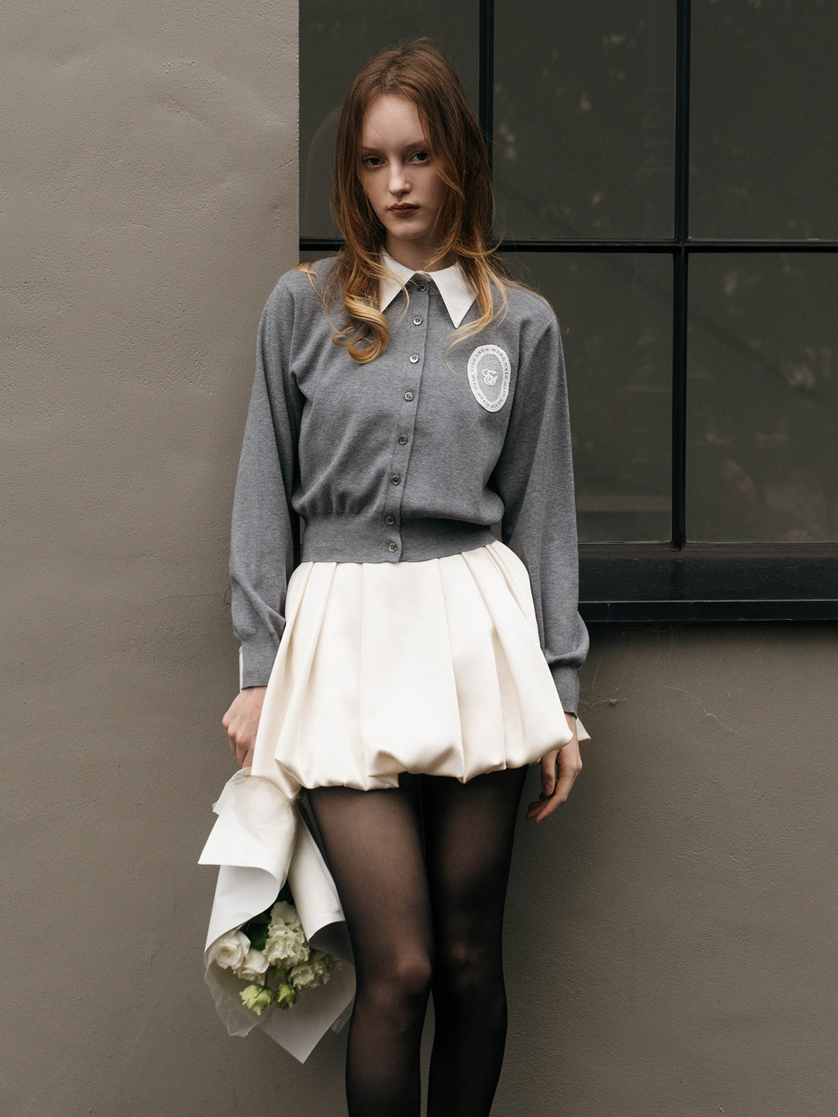 BELTED SATIN BALLON SKIRT