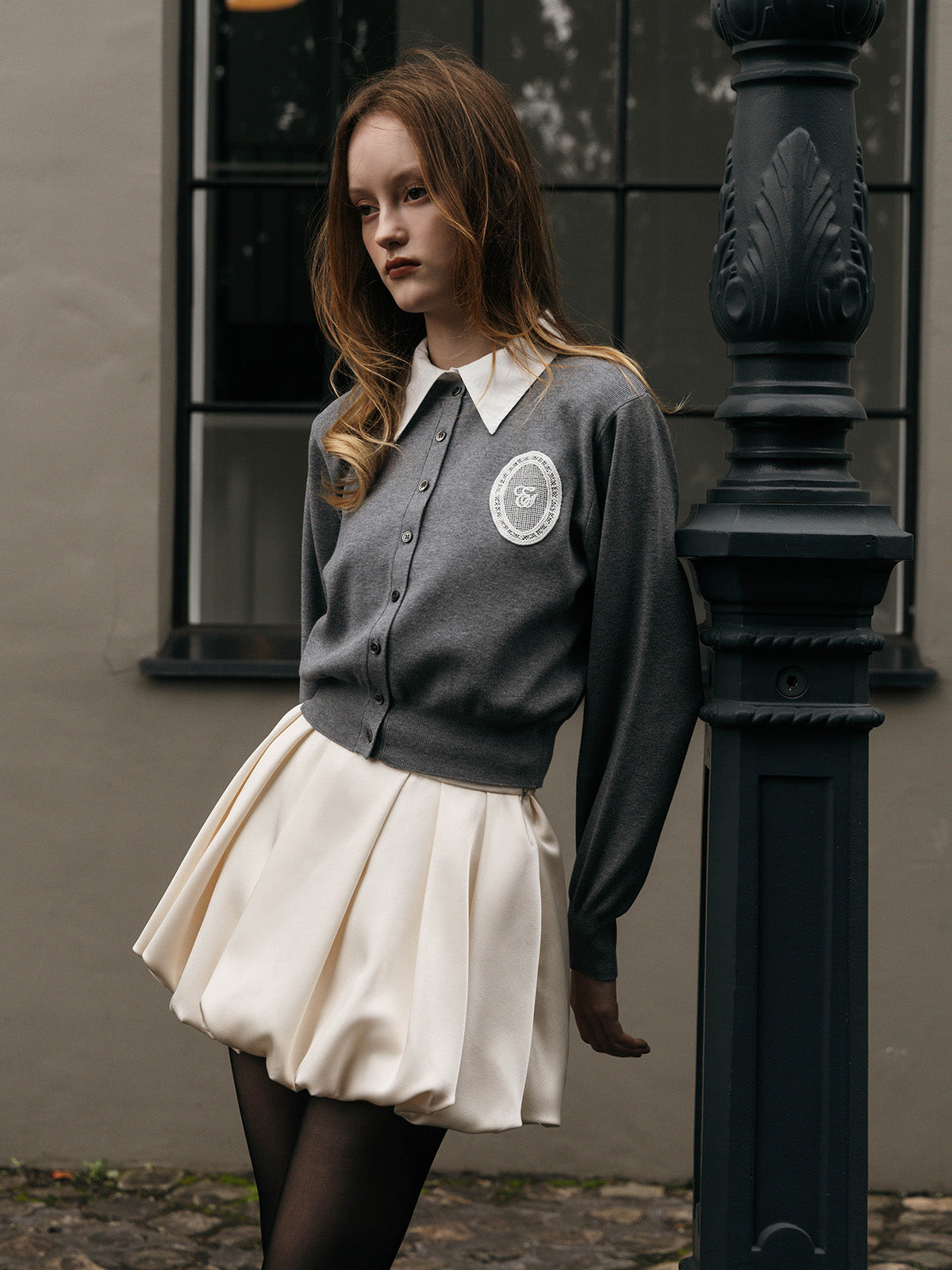 BELTED SATIN BALLON SKIRT