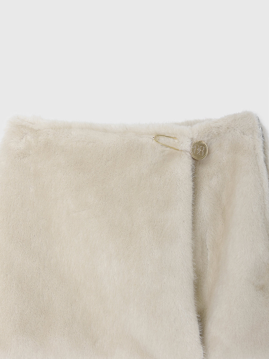 FAUX FUR PAPILLON MINISKIRT