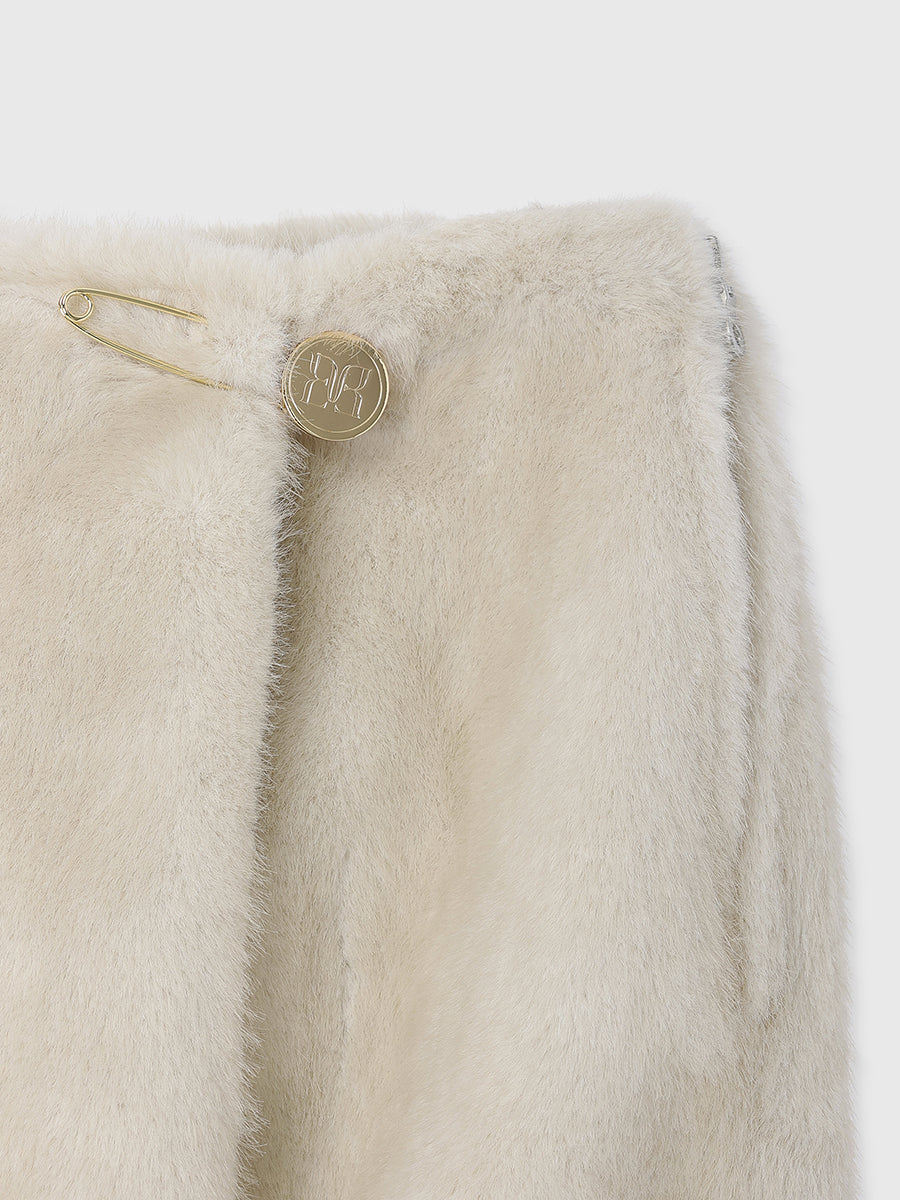 FAUX FUR PAPILLON MINISKIRT