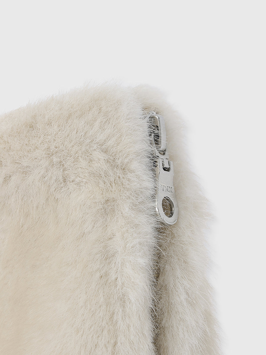 FAUX FUR PAPILLON MINISKIRT