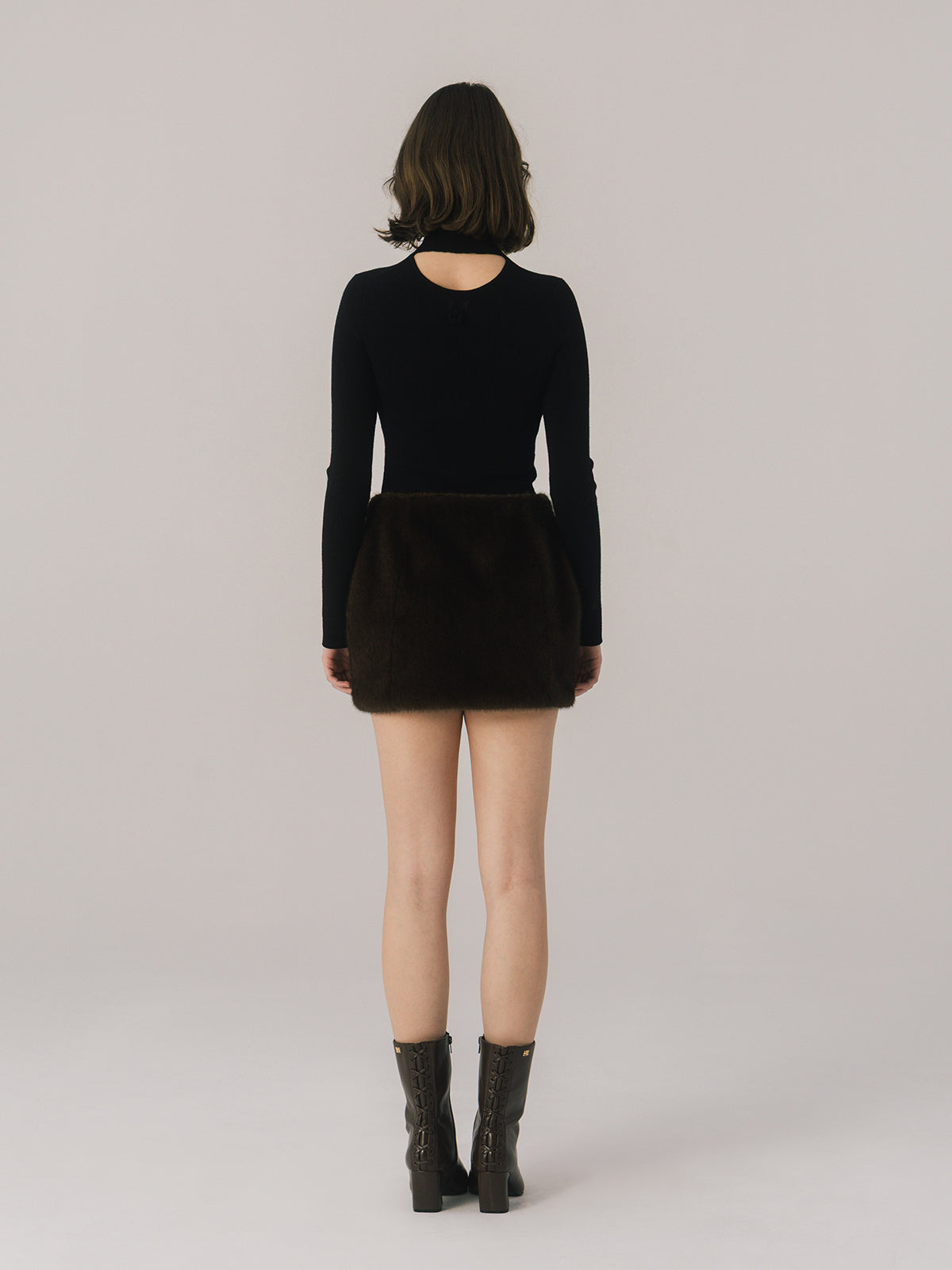 FAUX FUR PAPILLON MINISKIRT