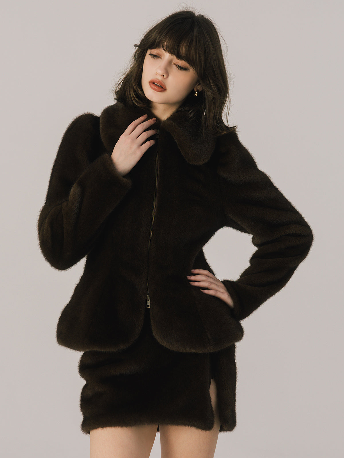FAUX FUR PAPILLON MINISKIRT