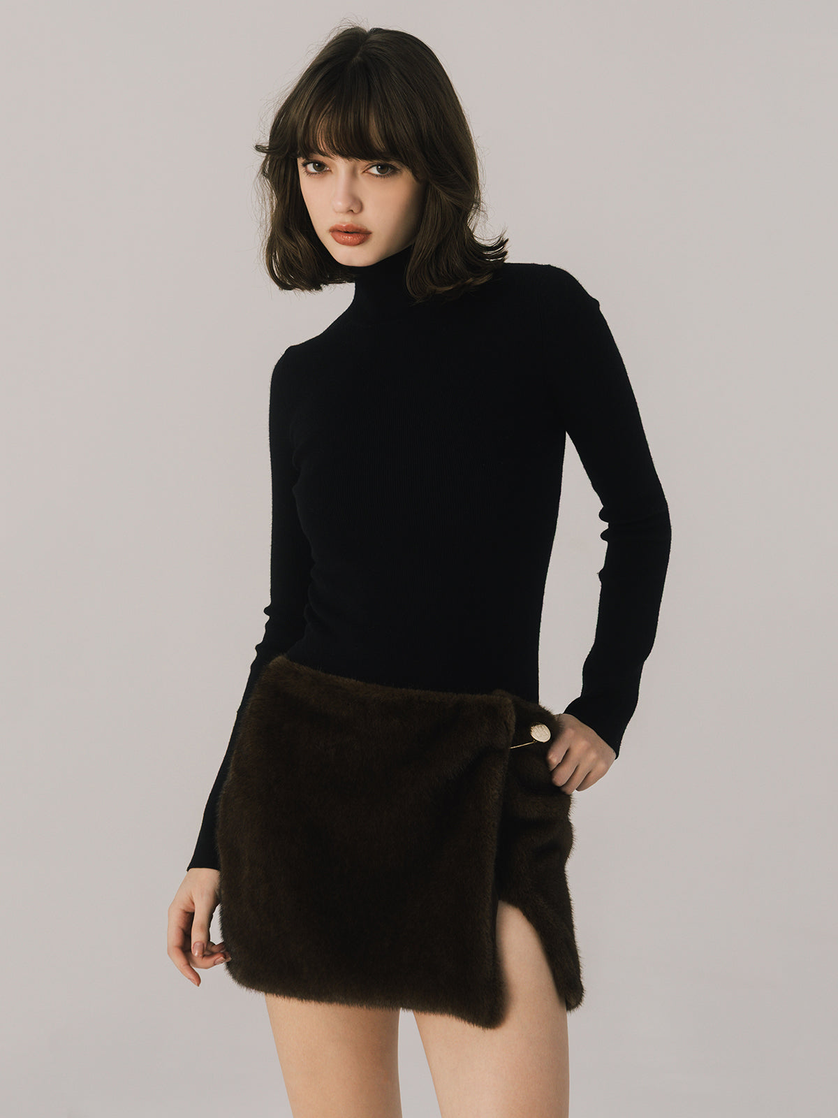 FAUX FUR PAPILLON MINISKIRT