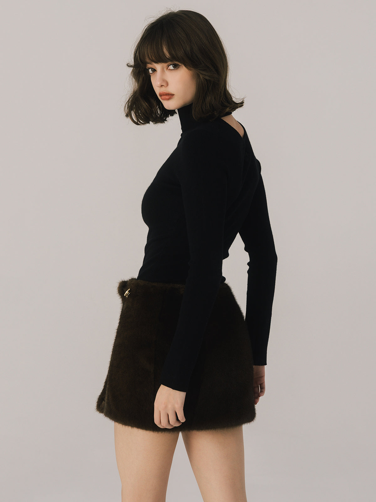 FAUX FUR PAPILLON MINISKIRT
