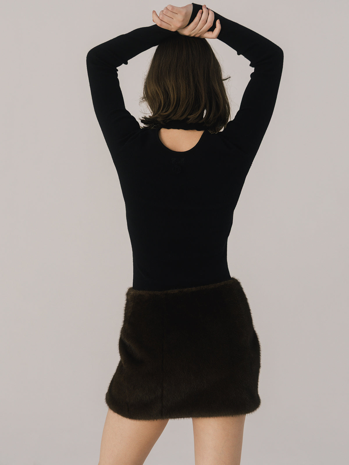 FAUX FUR PAPILLON MINISKIRT