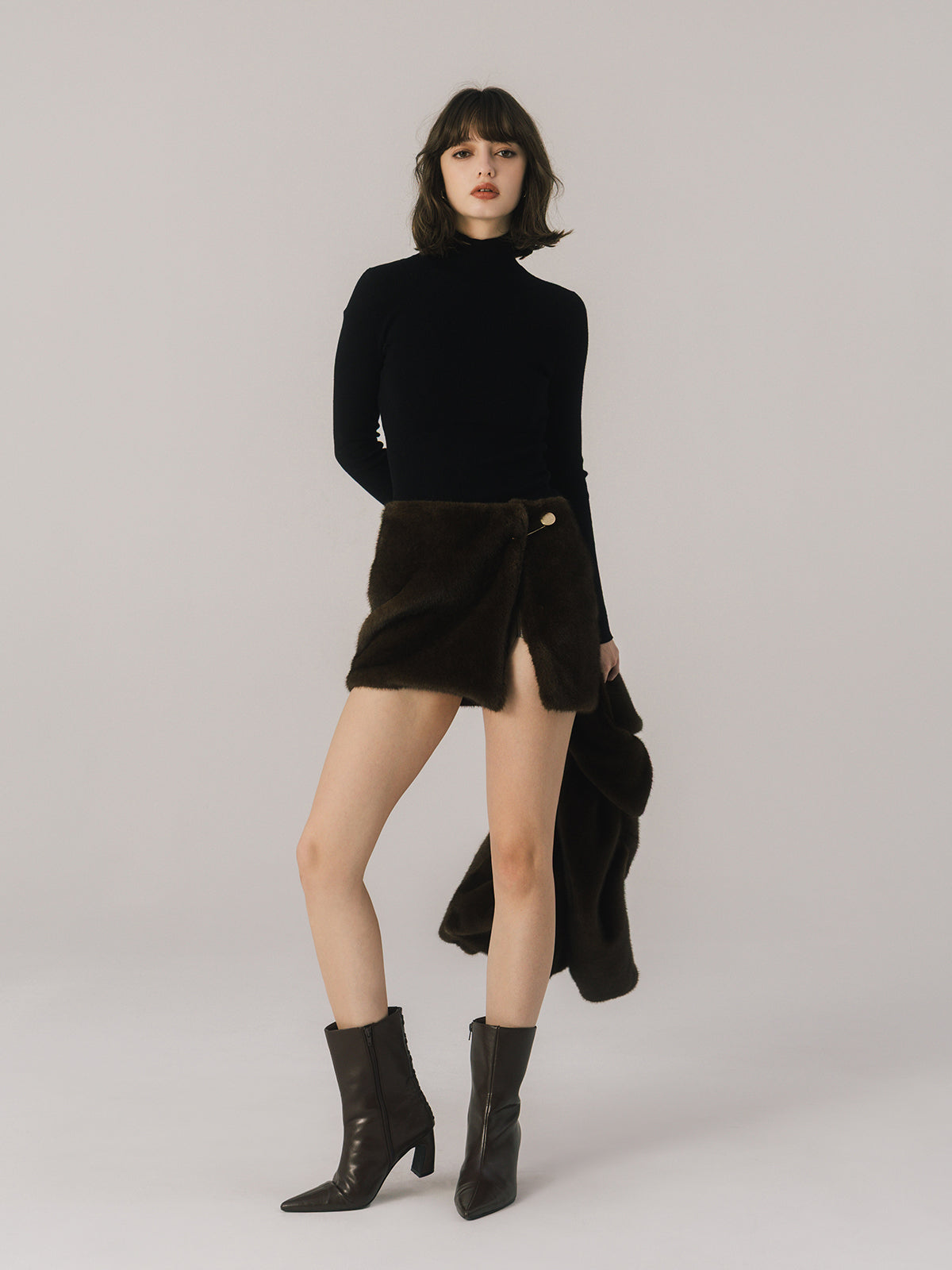 FAUX FUR PAPILLON MINISKIRT