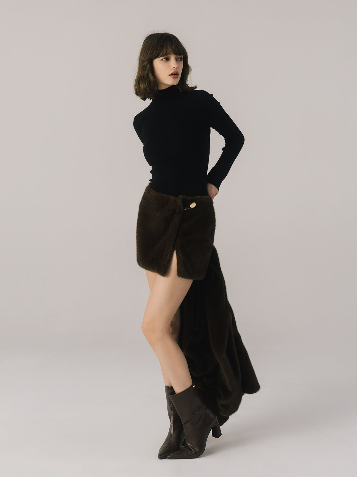 FAUX FUR PAPILLON MINISKIRT