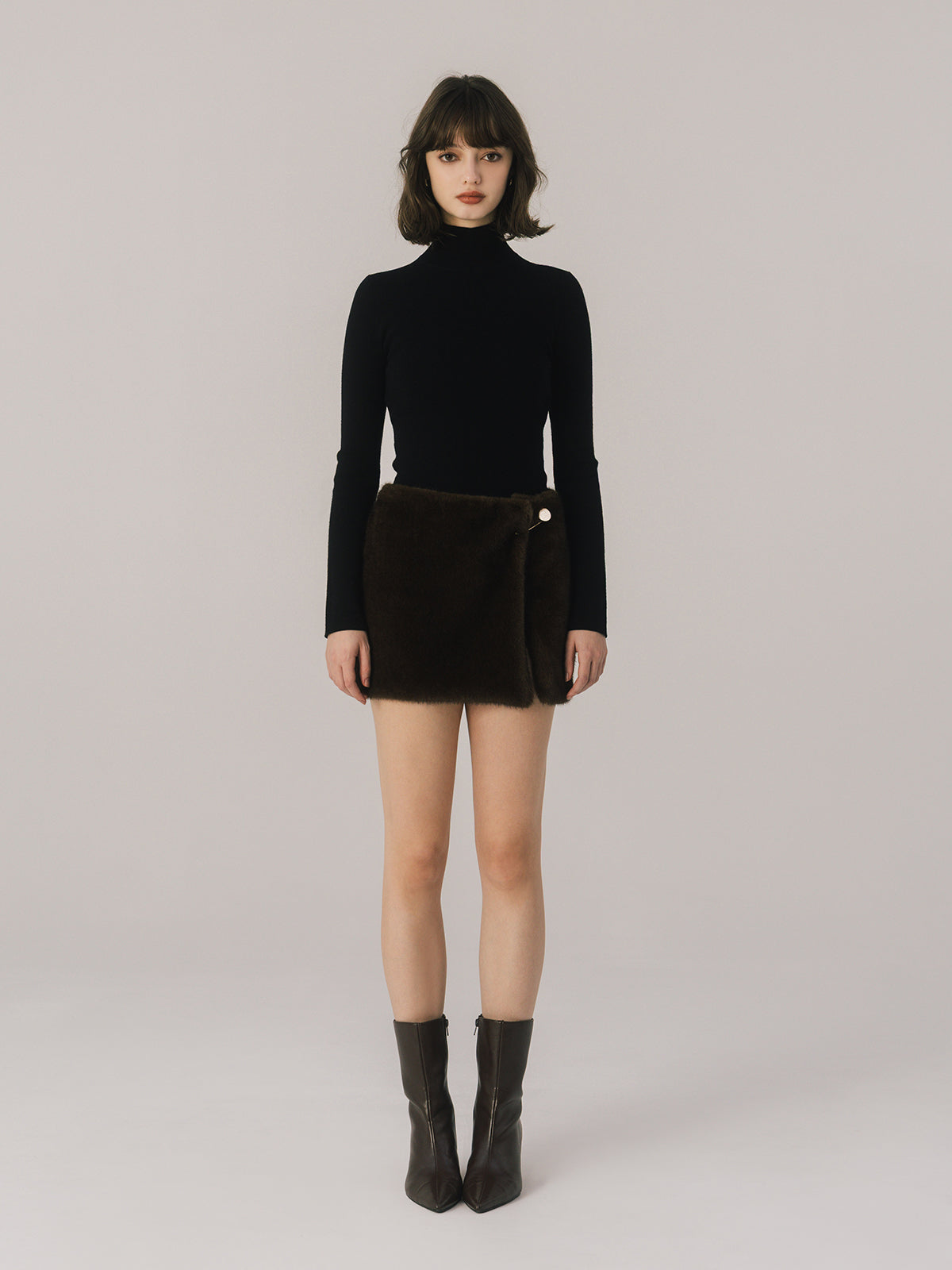 FAUX FUR PAPILLON MINISKIRT