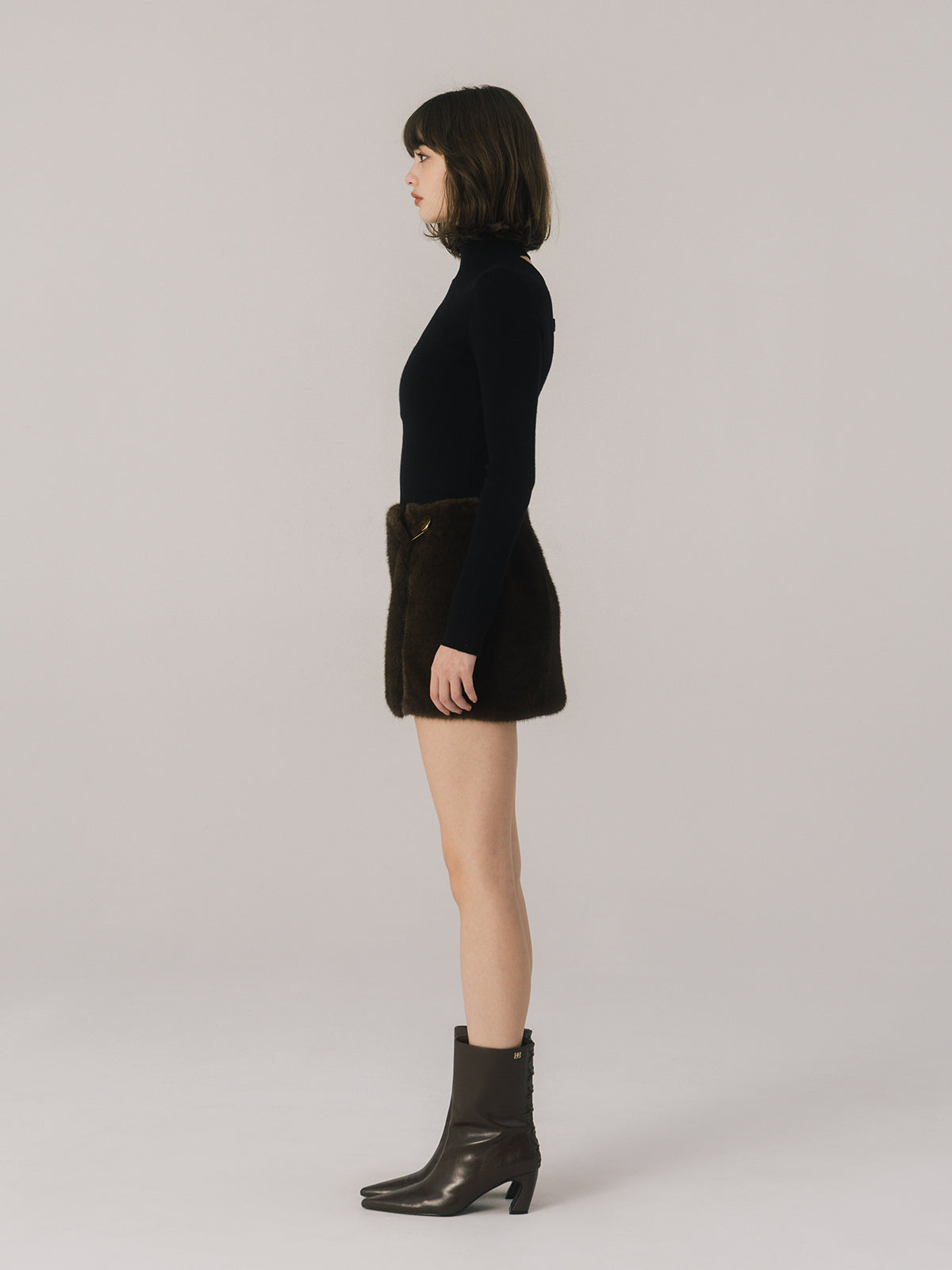 FAUX FUR PAPILLON MINISKIRT