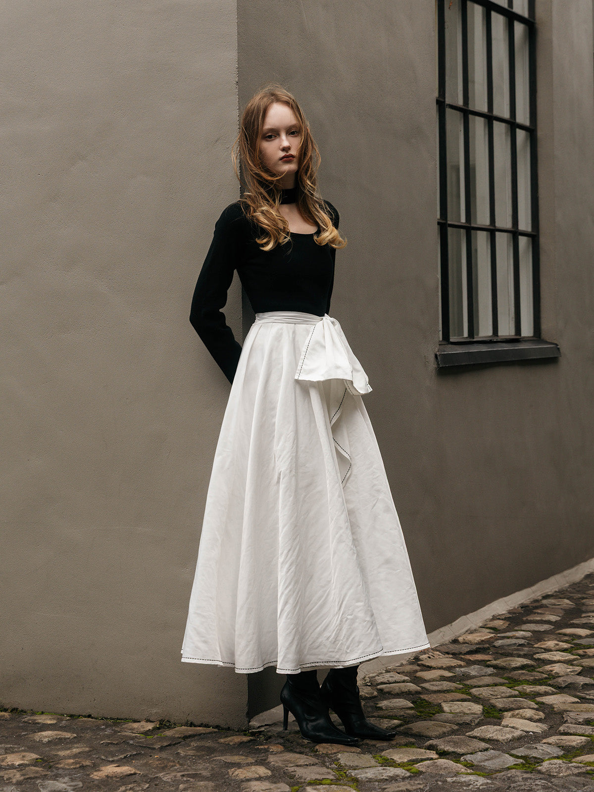 STITCH RIBBON COMBINATION DRESS