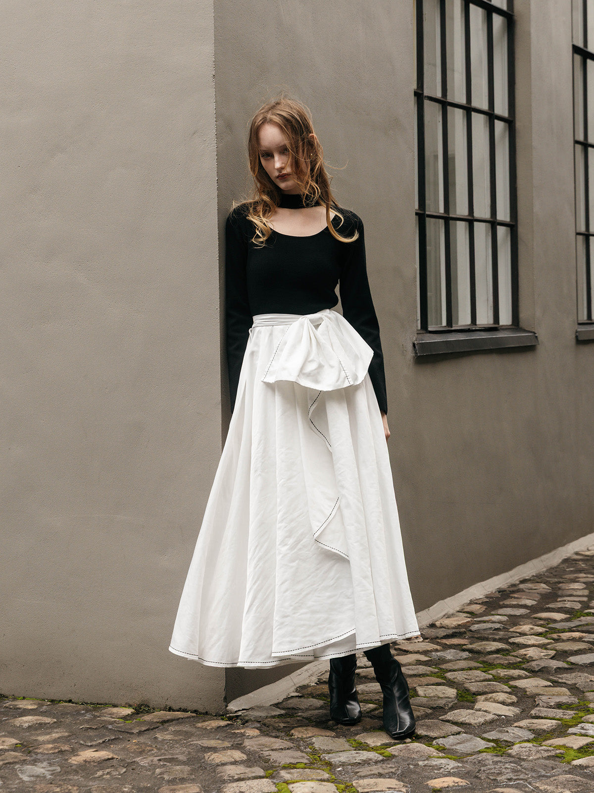 STITCH RIBBON COMBINATION DRESS