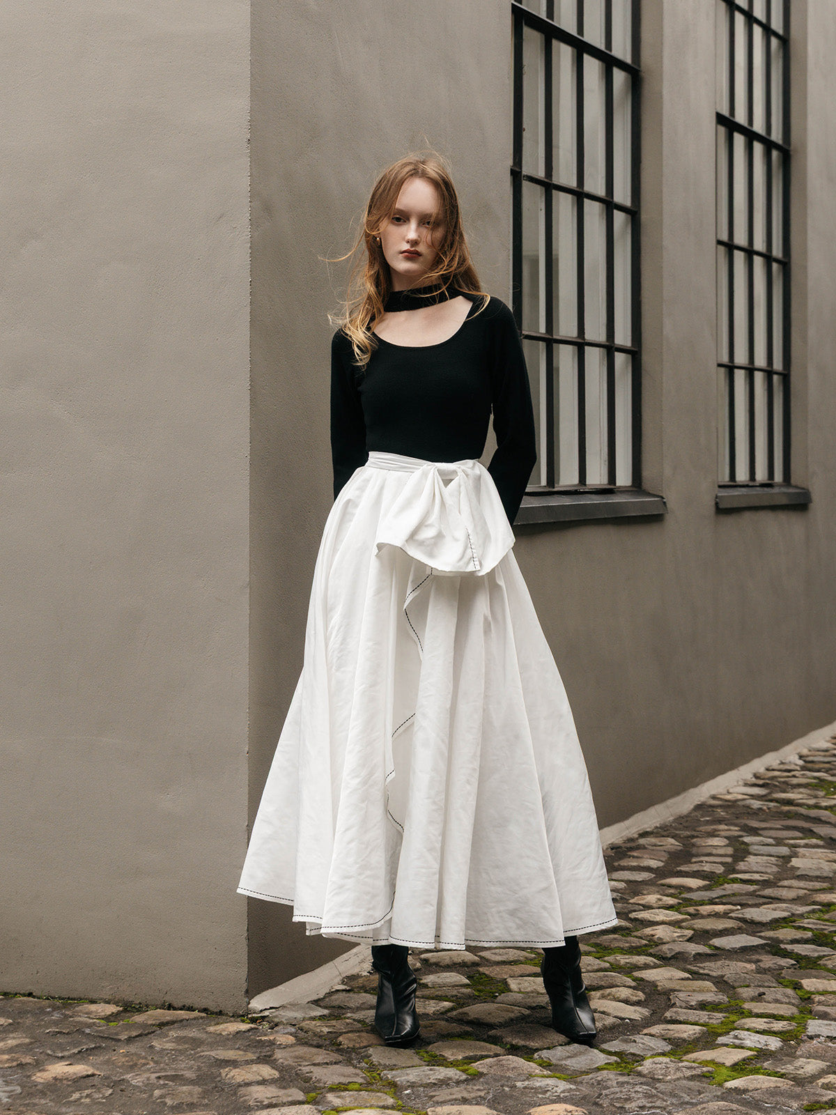 STITCH RIBBON COMBINATION DRESS