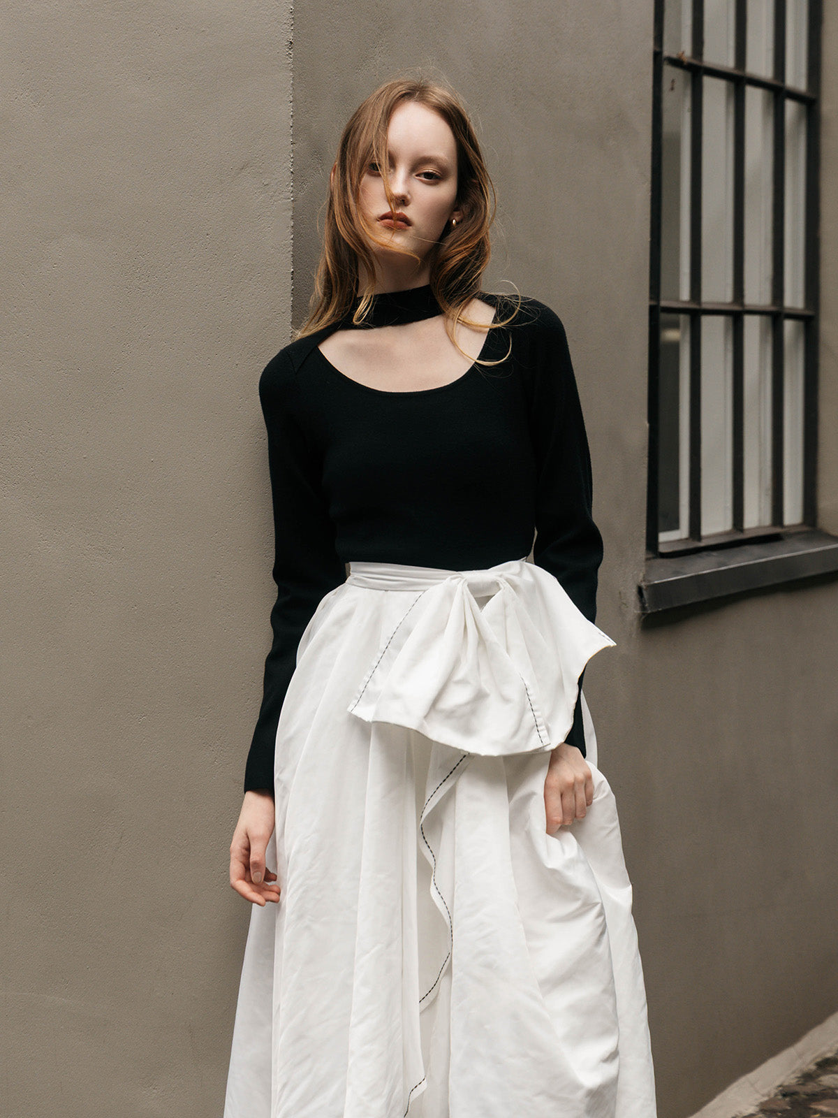 STITCH RIBBON COMBINATION DRESS