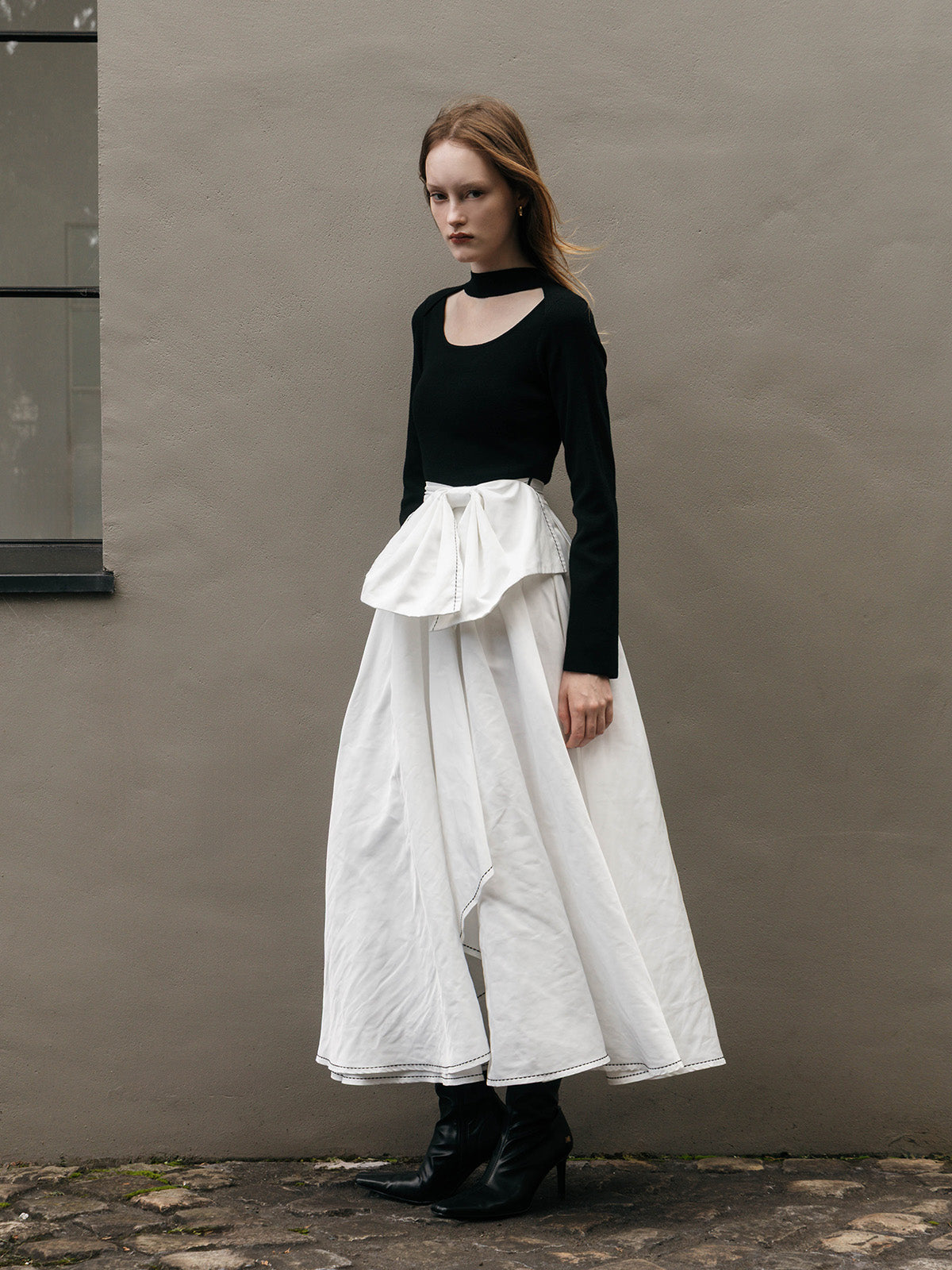 STITCH RIBBON COMBINATION DRESS