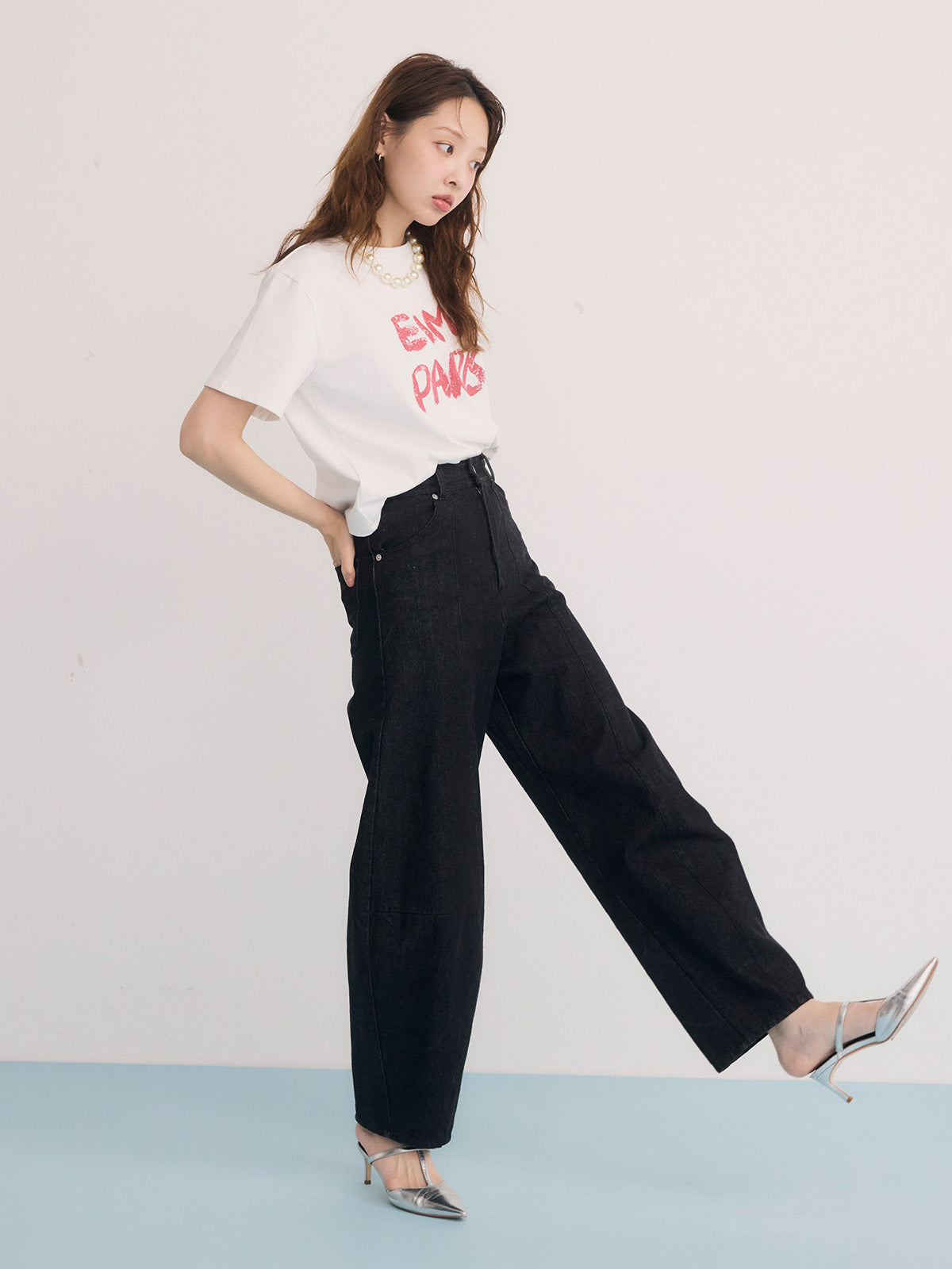 カービーパターンデニムパンツ