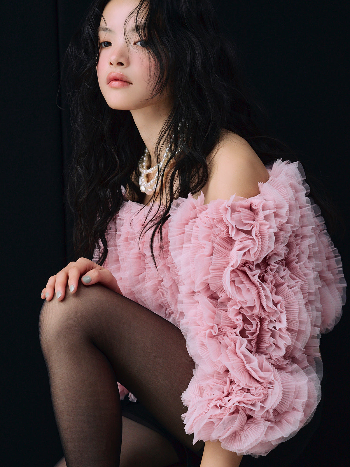 ボリュームチュールオフショルトップス