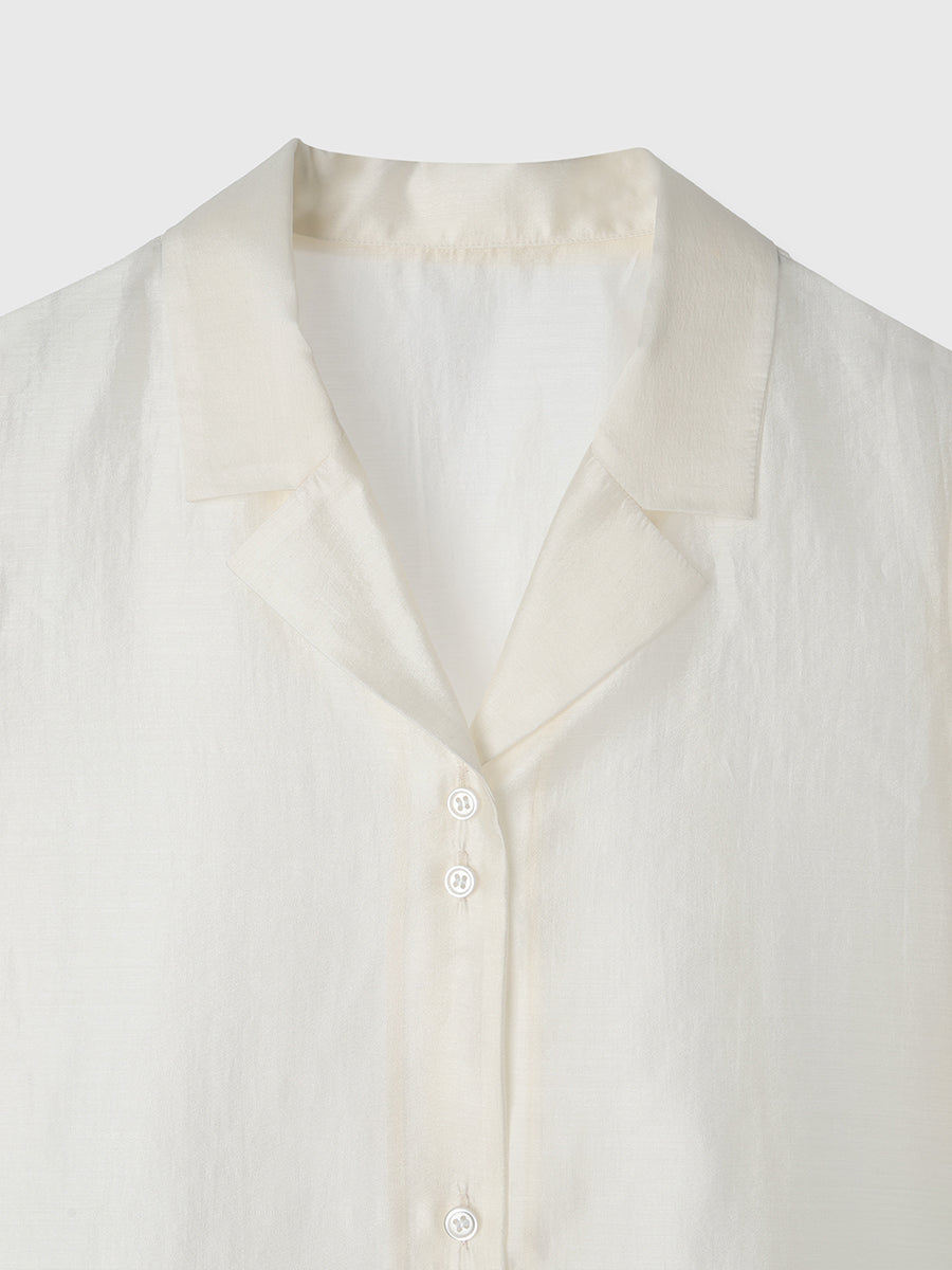 オープンカラーシアーシャツ