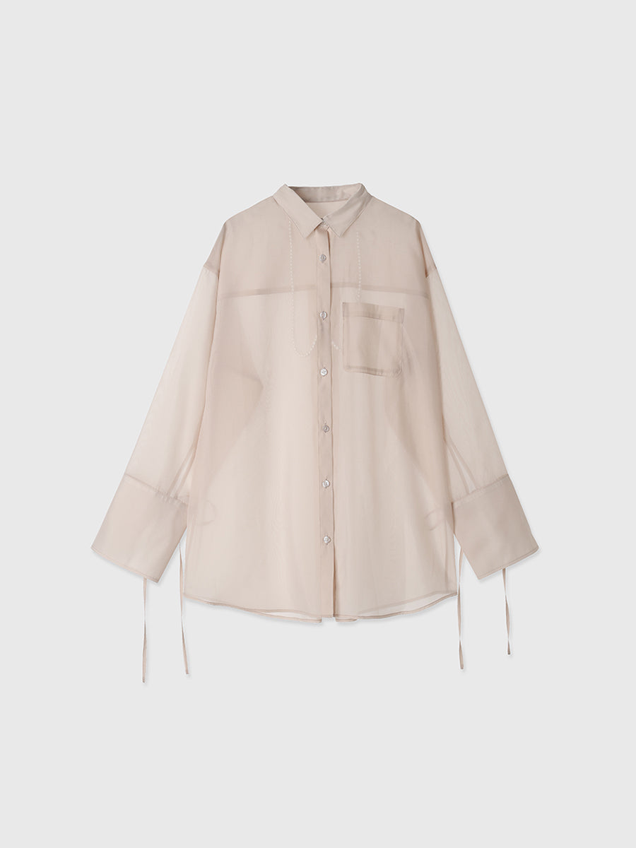 パールストラップオーガーンジーシャツ