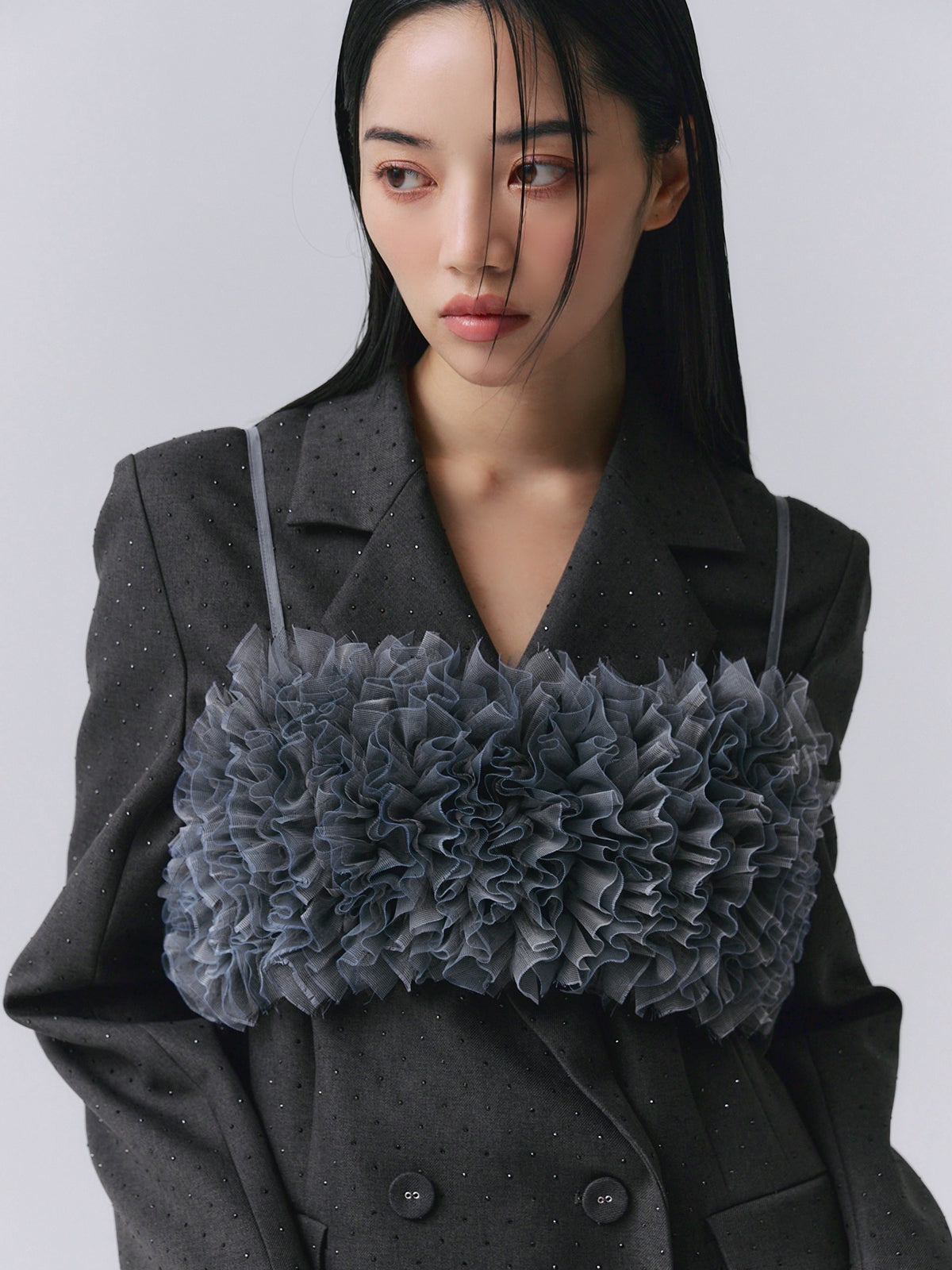 チュールフリルベアトップ