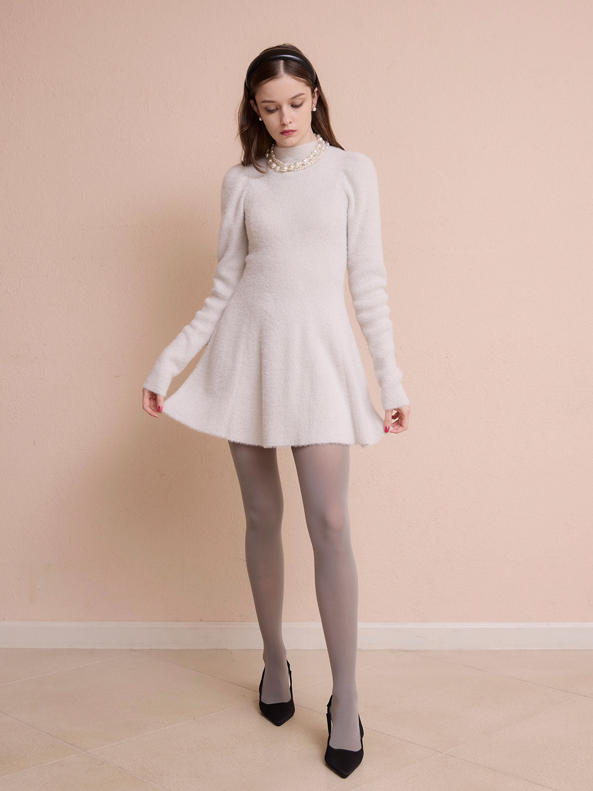 ラメシャギーニットミニワンピース