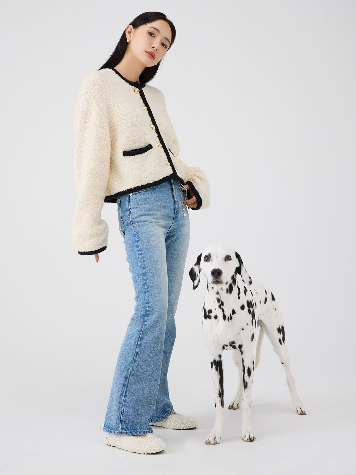 スリムフレアデニムパンツ