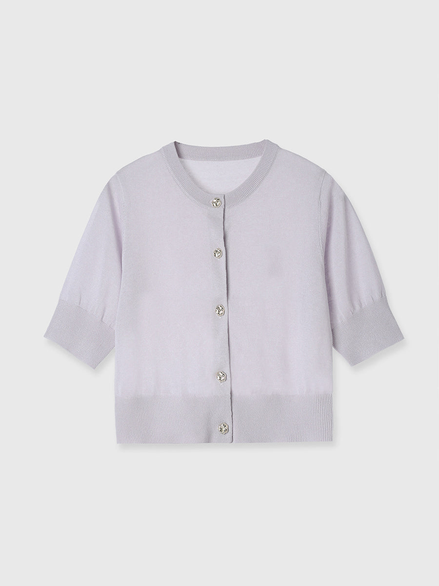 ハーフスリーブシアーニットカーデ