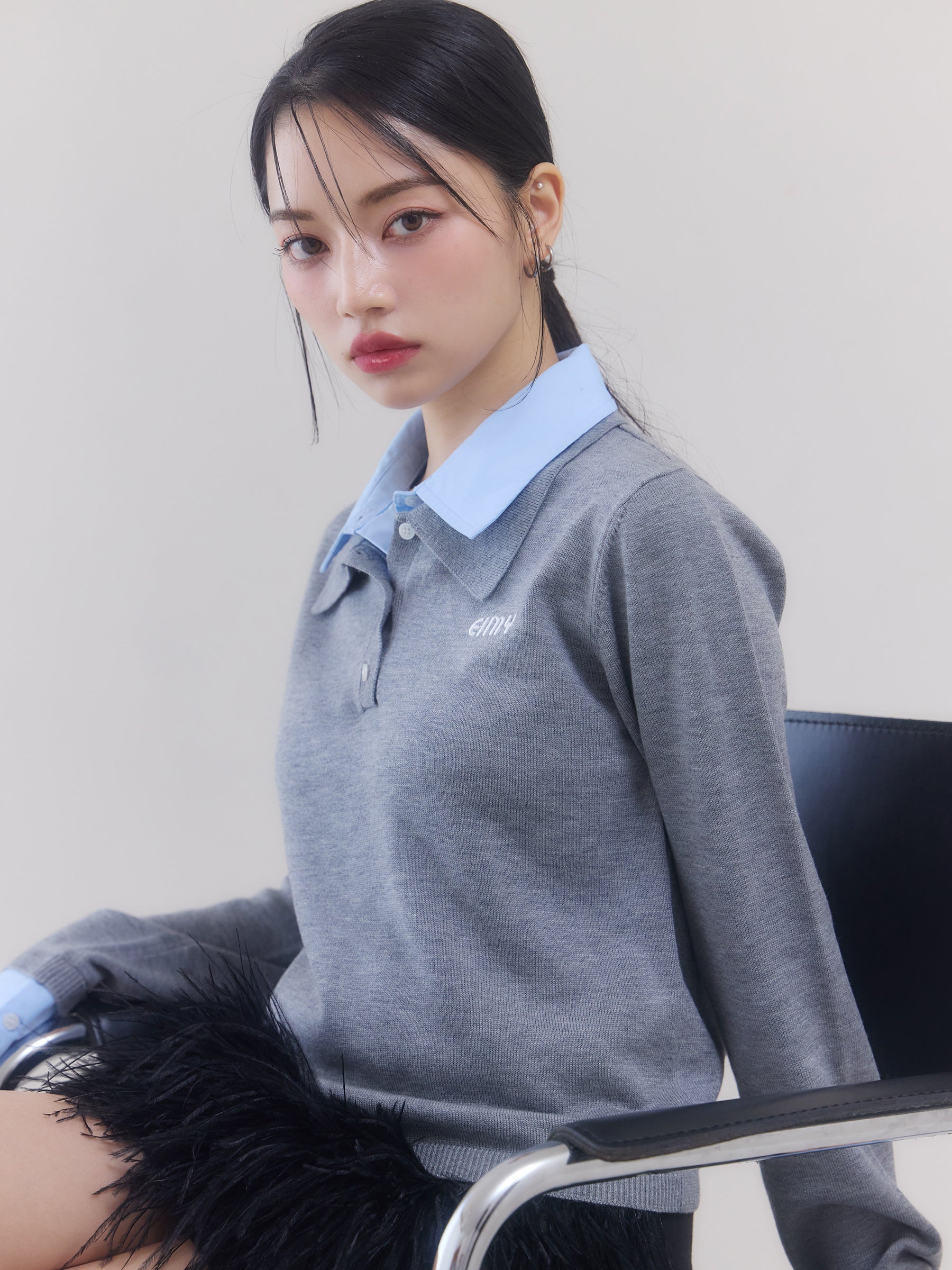 MODEL:158cm／COLOR:GREY／SIZE:F