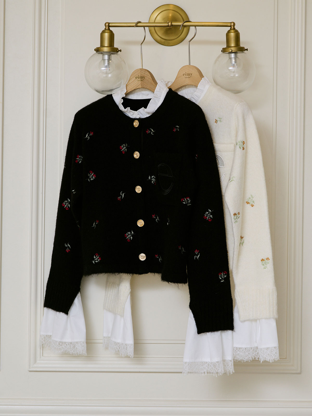 Attachedcollrフラワーモチーフカーディガン