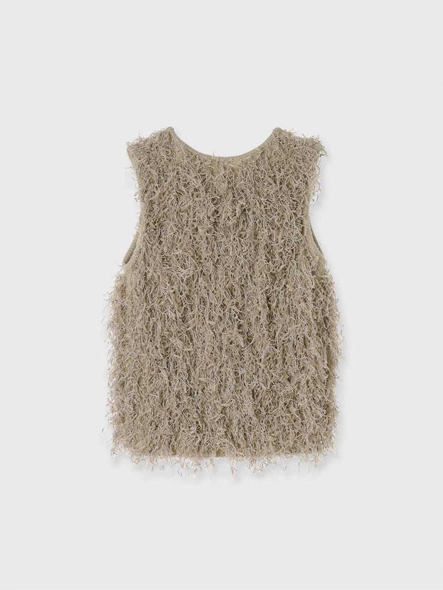 ロングフェザーヤーンニットベスト