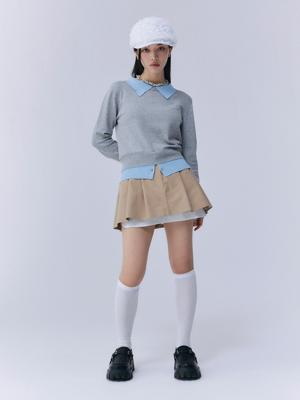 ニットレイヤードトップス