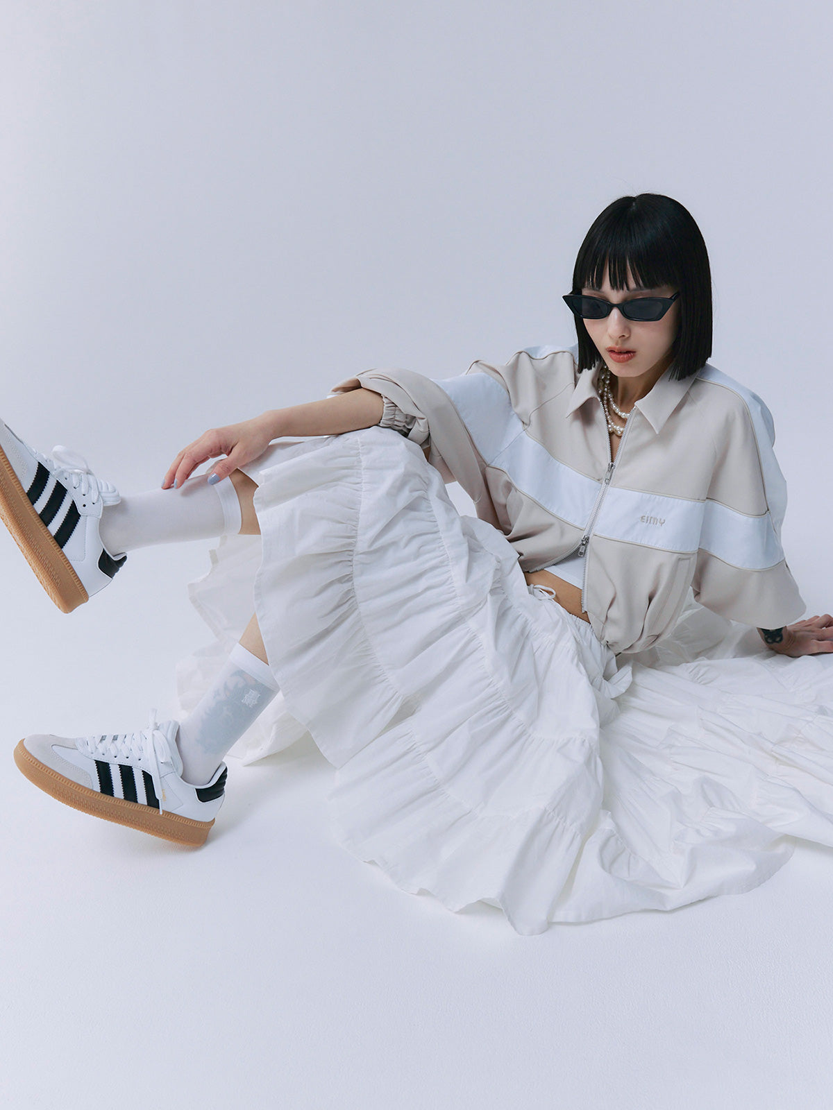 スイッチングバイカラーブルゾン