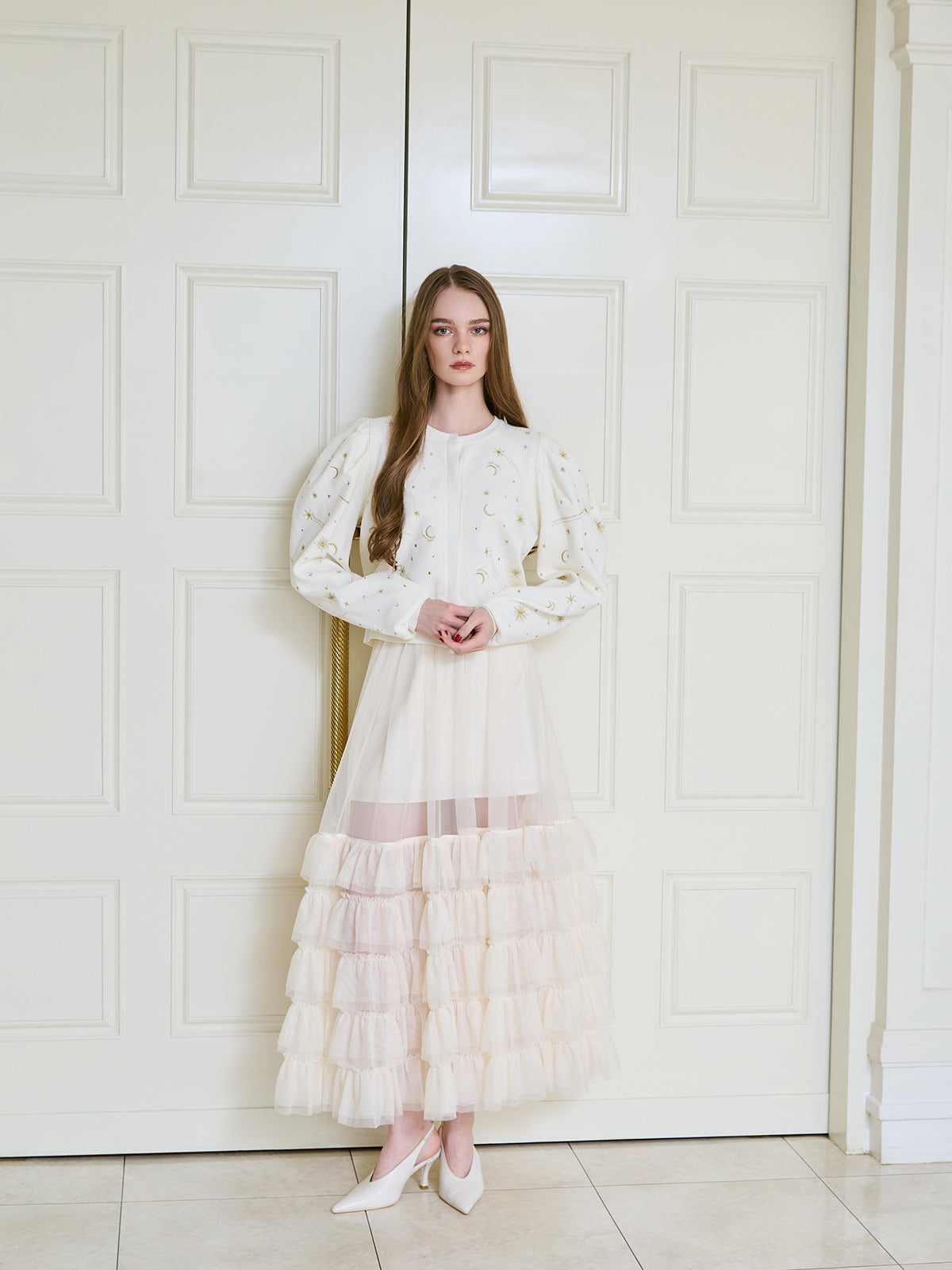 チュールティアードレイヤードスカート