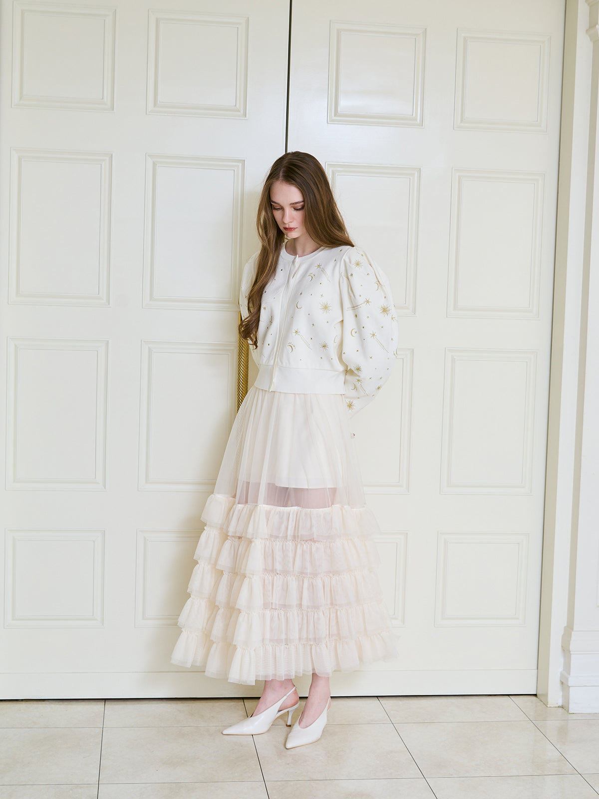 チュールティアードレイヤードスカート