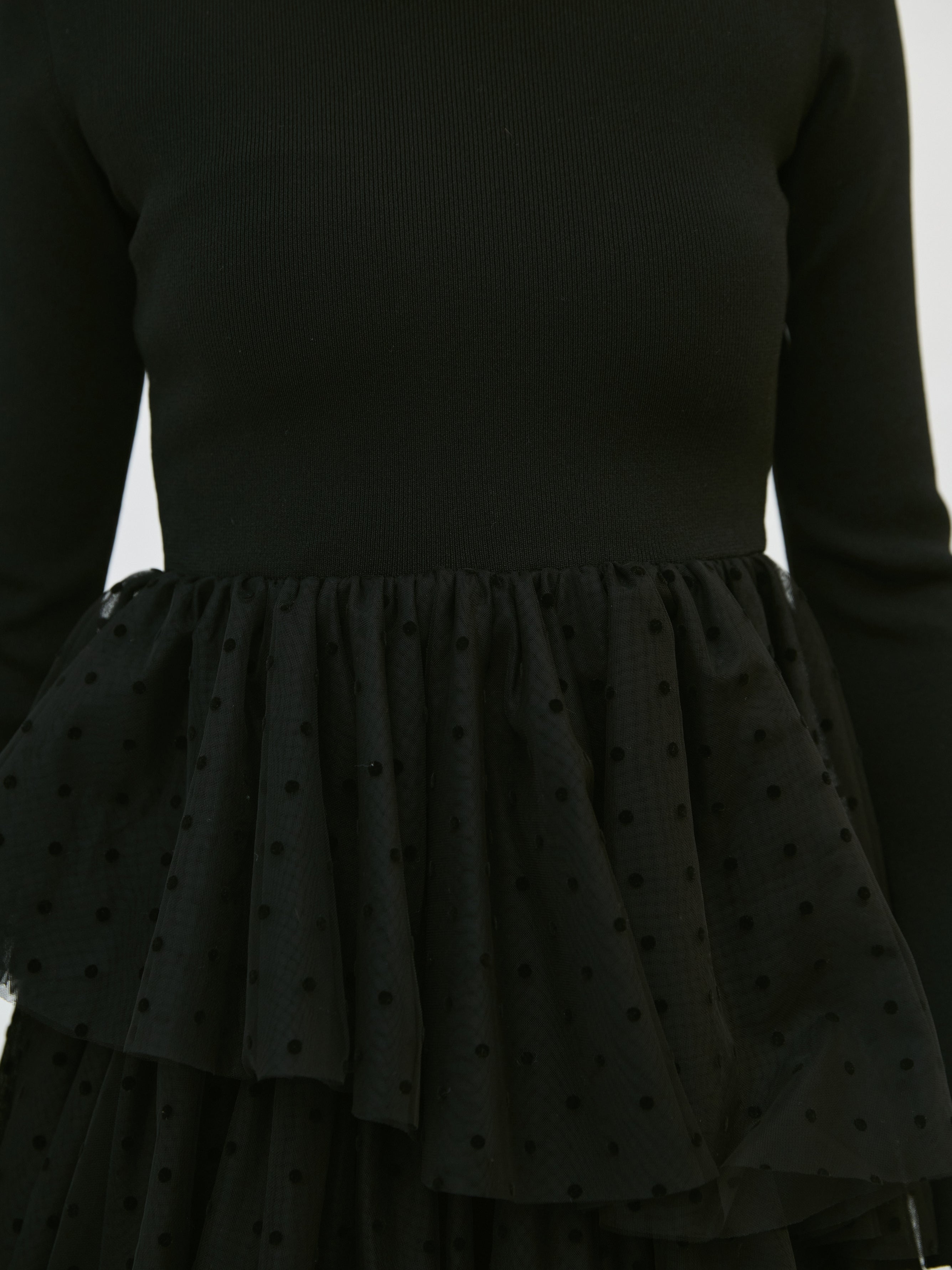 チュールドッキングニットワンピース