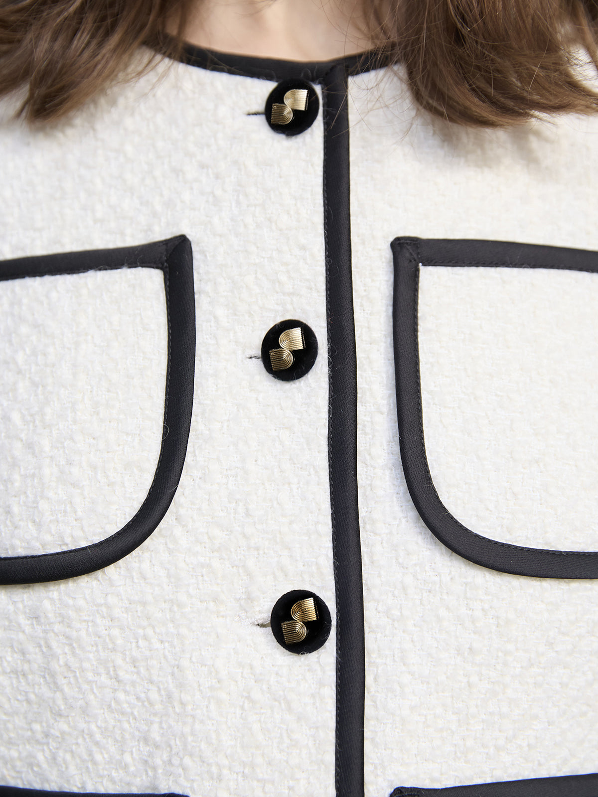 サテントリムツイードジャケット