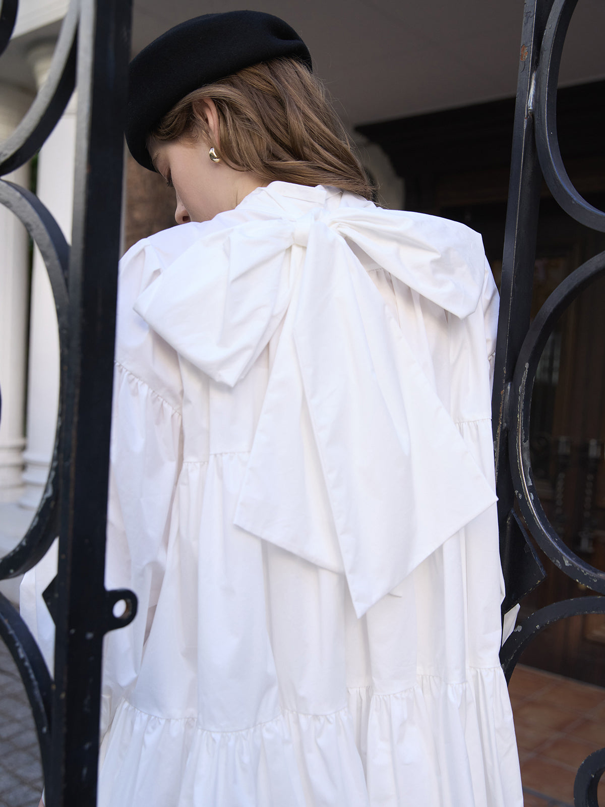 ボウタイシャツフレアワンピース