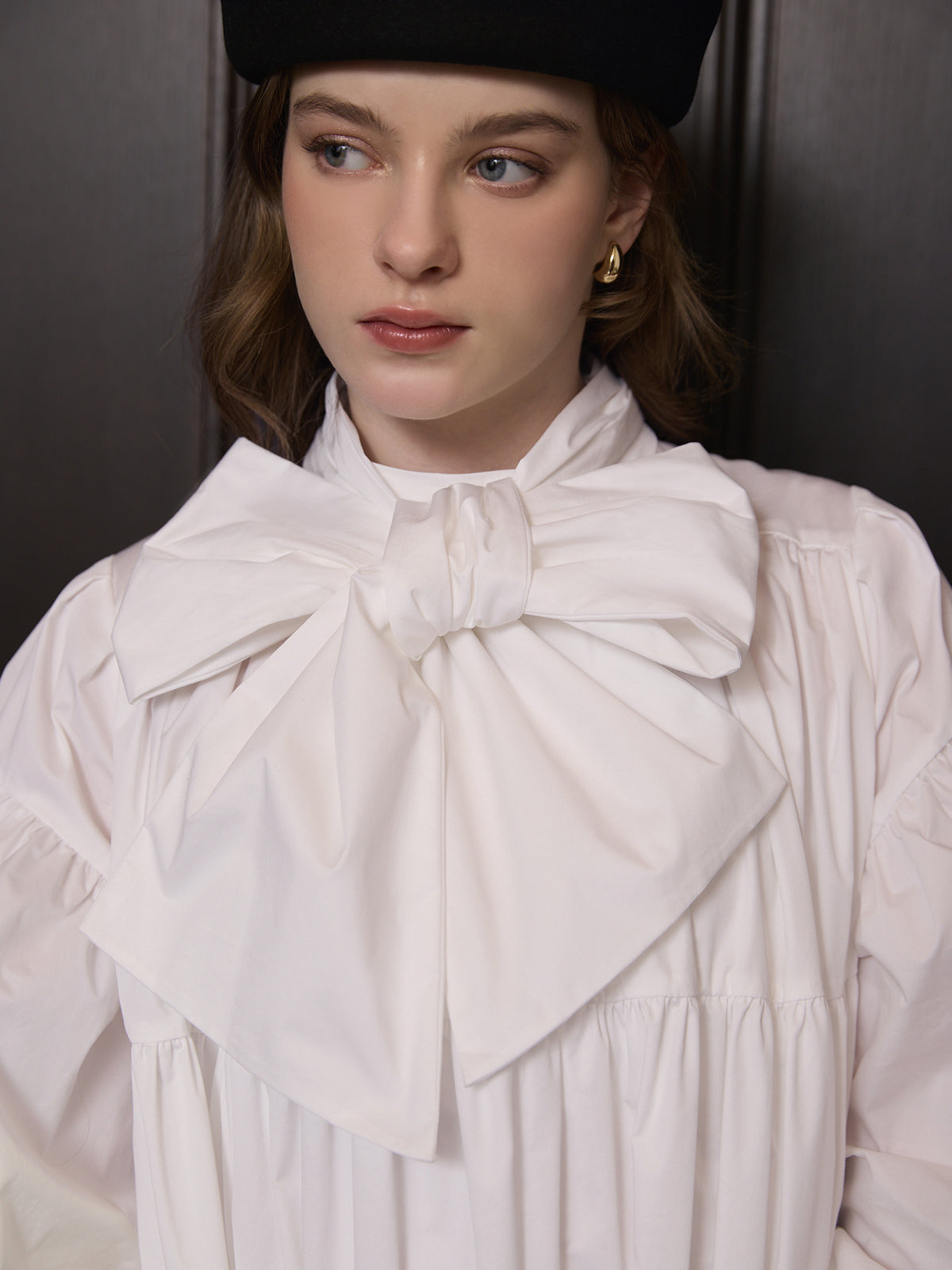 ボウタイシャツフレアワンピース