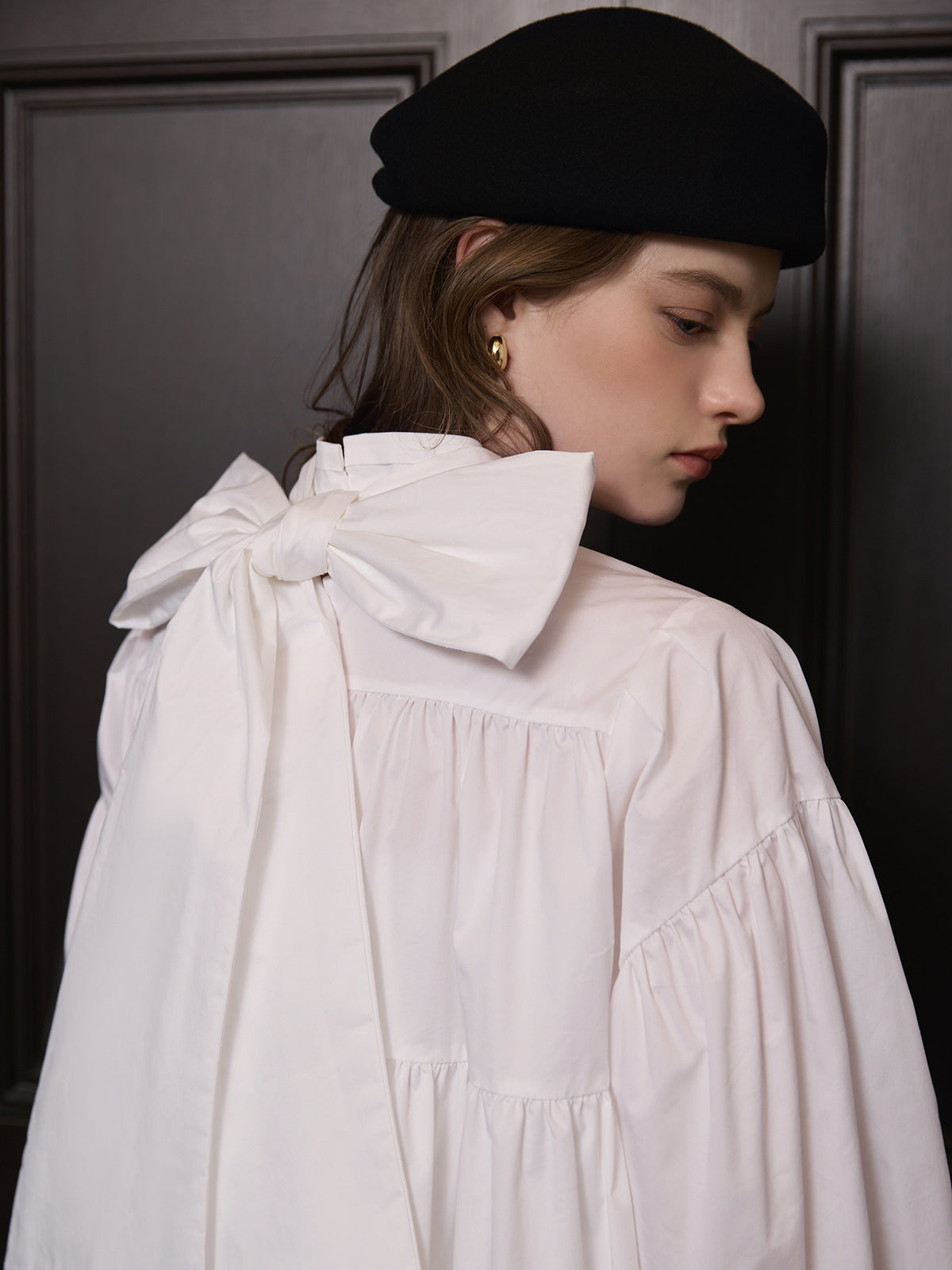 ボウタイシャツフレアワンピース